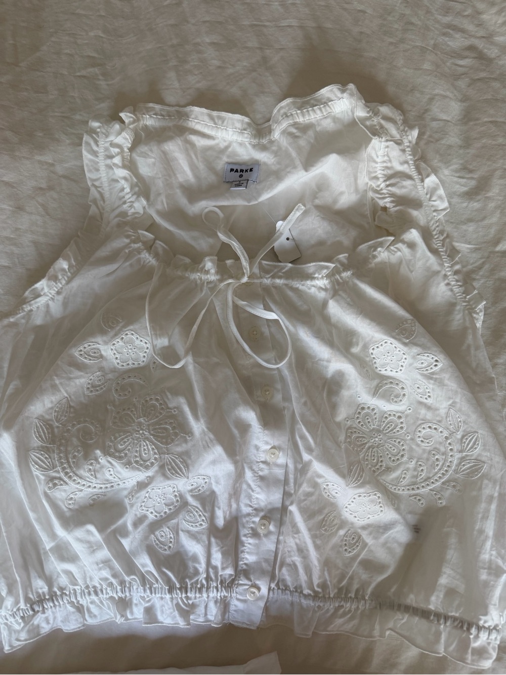 Parke x Target Cream Eyelet Ruffle Two-Piece Set - Picture 3 of 6
